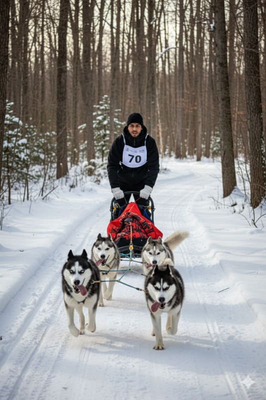 Dog Sledding Adventure: A High-Energy Action Shot - view 1