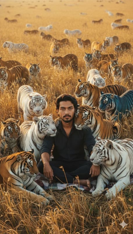 Golden Hour Cat Field Portrait thumbnail 4