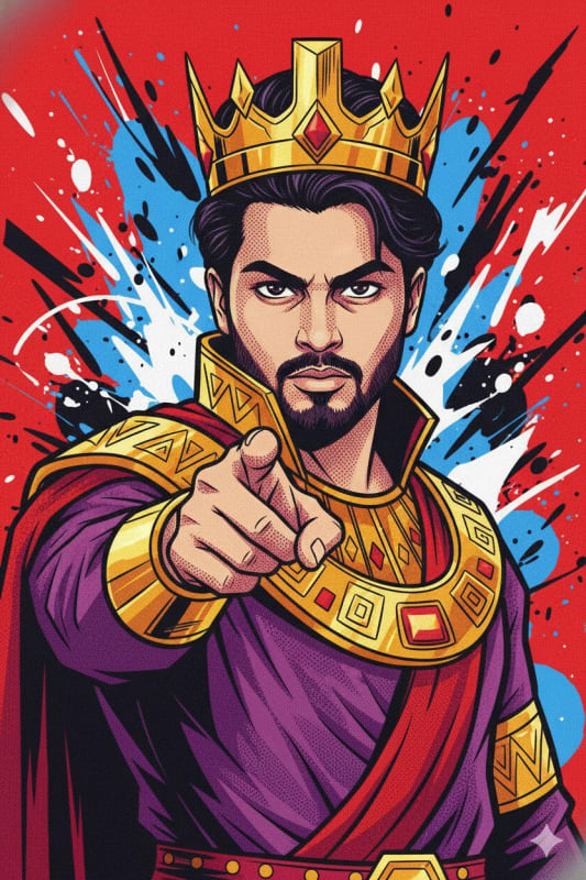 Pop Art Illustration of a Powerful King - view 1