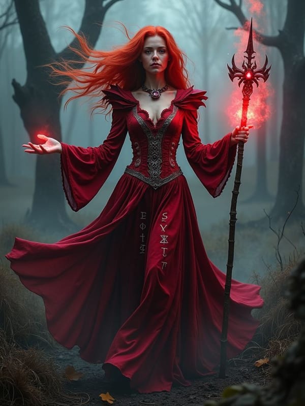 Crimson Wasteland Witch Fantasy Portrait thumbnail 3