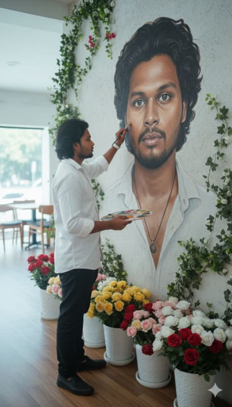 Artist Painting Self-Portrait Mural thumbnail 3