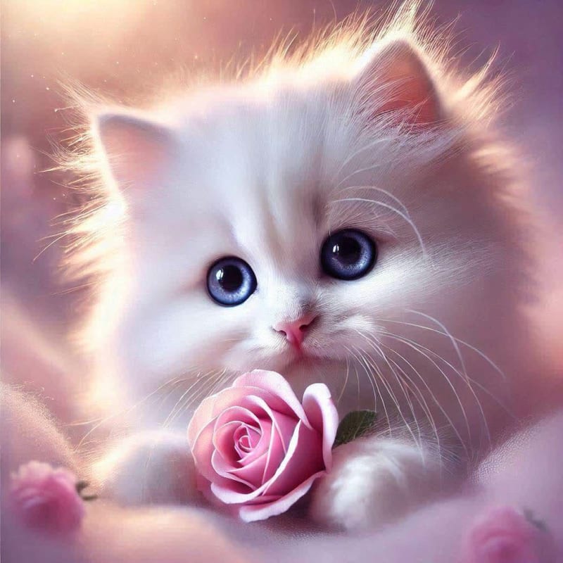 Enchanting Kitten with Rose: A Photorealistic Fine Art Prompt - view 1