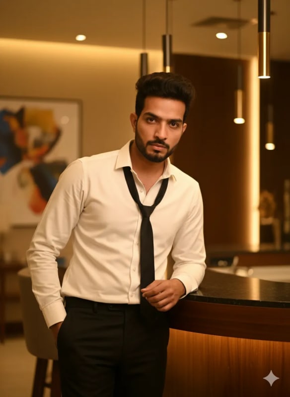 Stylish Man in Modern Lounge: A Cinematic Portrait - view 1