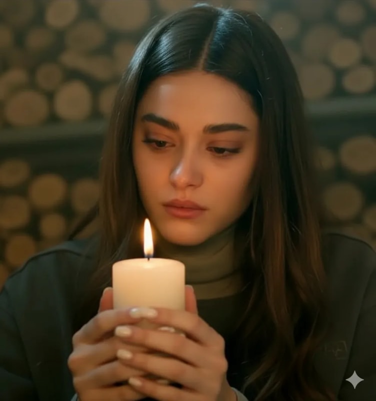 Candlelit Portrait of a Young Woman: Introspective Beauty - view 1