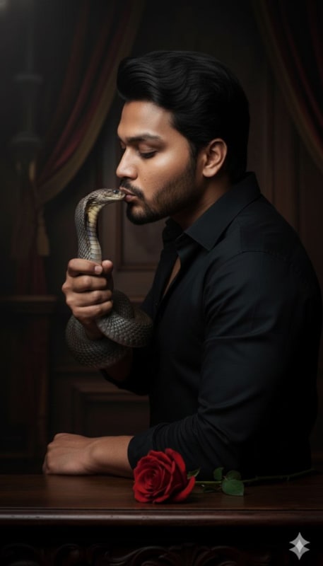 Gothic Man with Cobra & Rose Portrait thumbnail 3