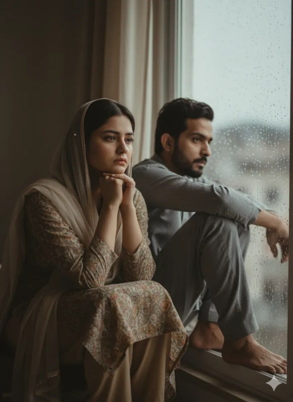 Melancholic Couple by Rainy Window: AI Art Prompt thumbnail 3