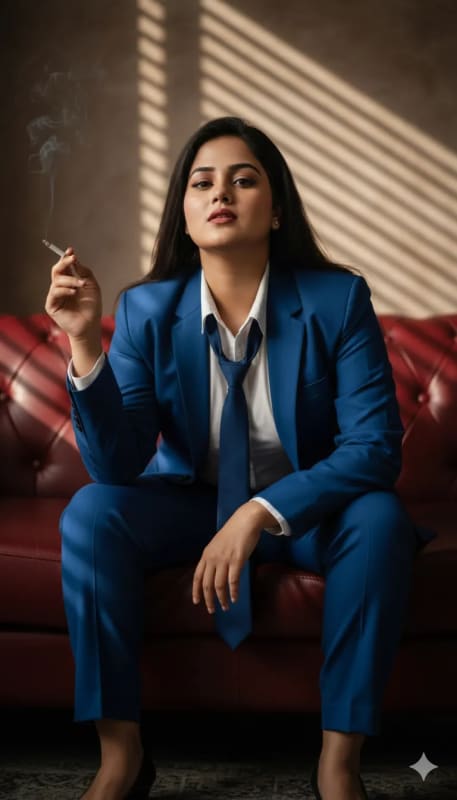Confident Woman in Blue Suit: Cinematic Portrait thumbnail 2