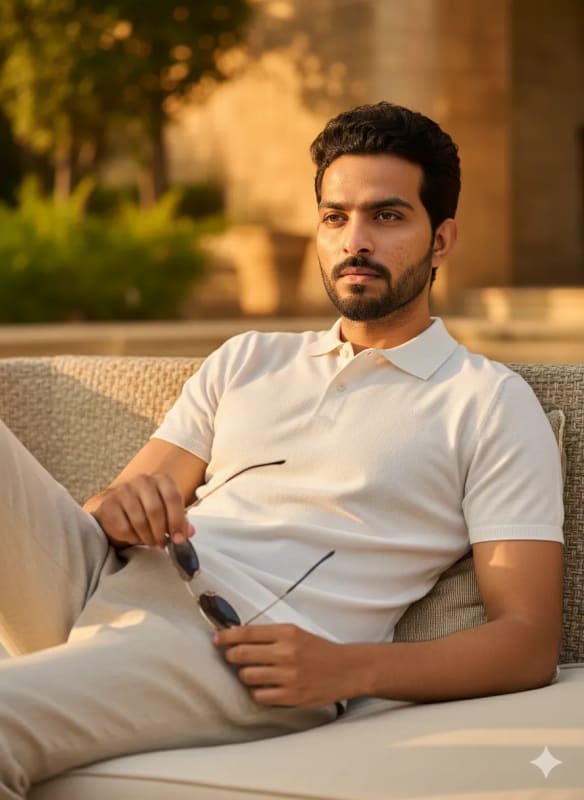 Stylish Man in Sunlight: High-End Lifestyle Aesthetic - view 1