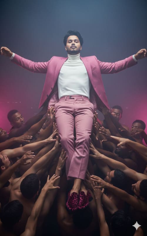 Elevated Fashion Portrait: Magenta Blazer and Leopard Loafers thumbnail 3