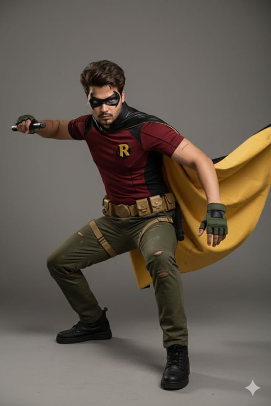 Hyperrealistic Robin Cosplay AI Prompt - view 1