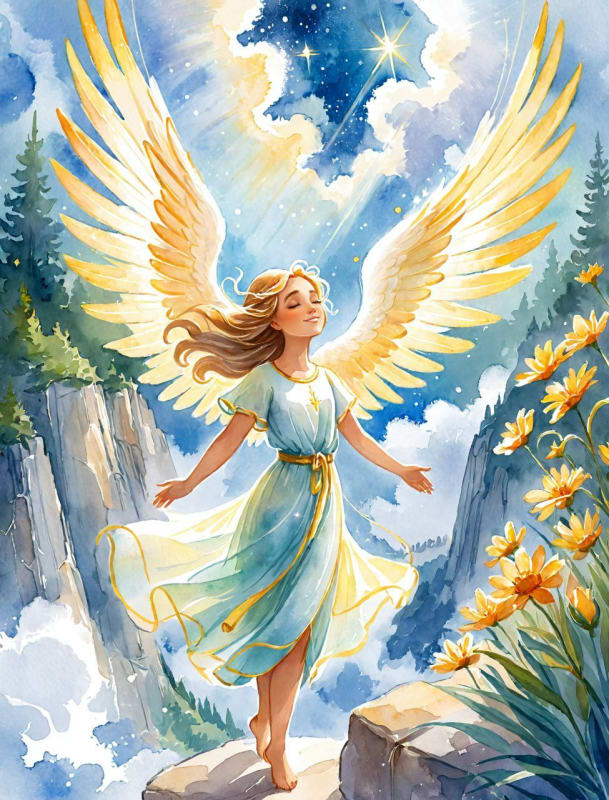 Celestial Angel with Shimmering Wings AI Art Prompt thumbnail 2