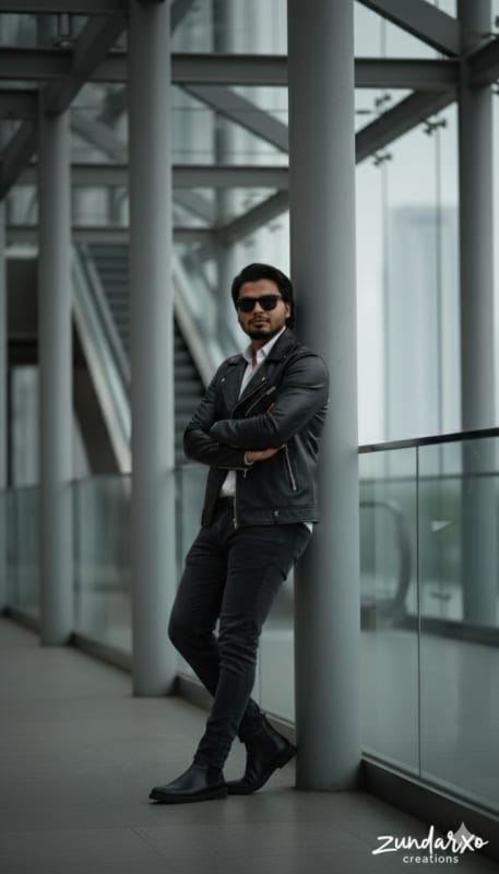 Urban Glass Escalator Fashion Portrait thumbnail 2