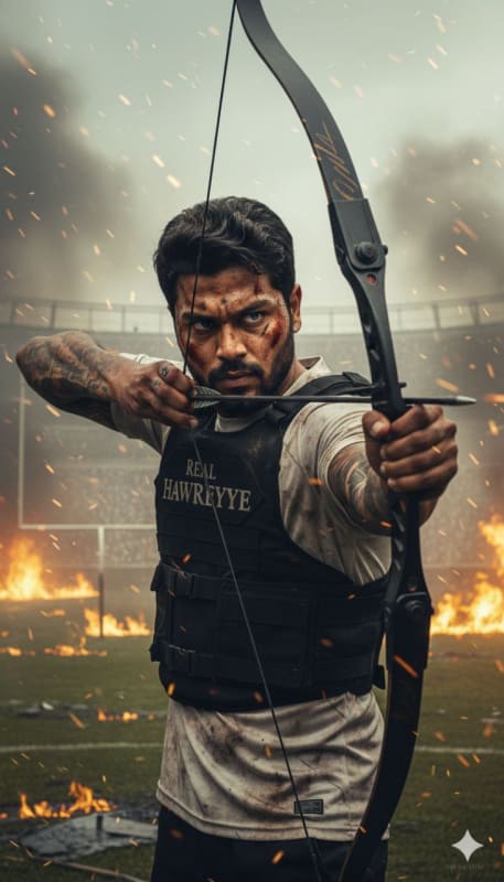 Battle-Worn Archer in Burning Stadium - view 1