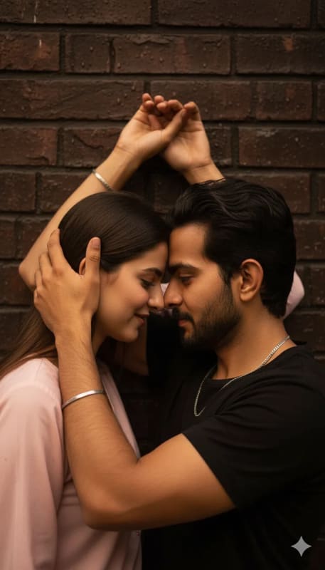 Romantic Couple Portrait with Hand Restraint - view 1