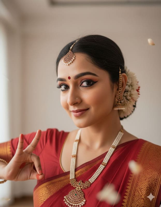 Realistic Bharatanatyam Dancer Studio Portrait - view 1