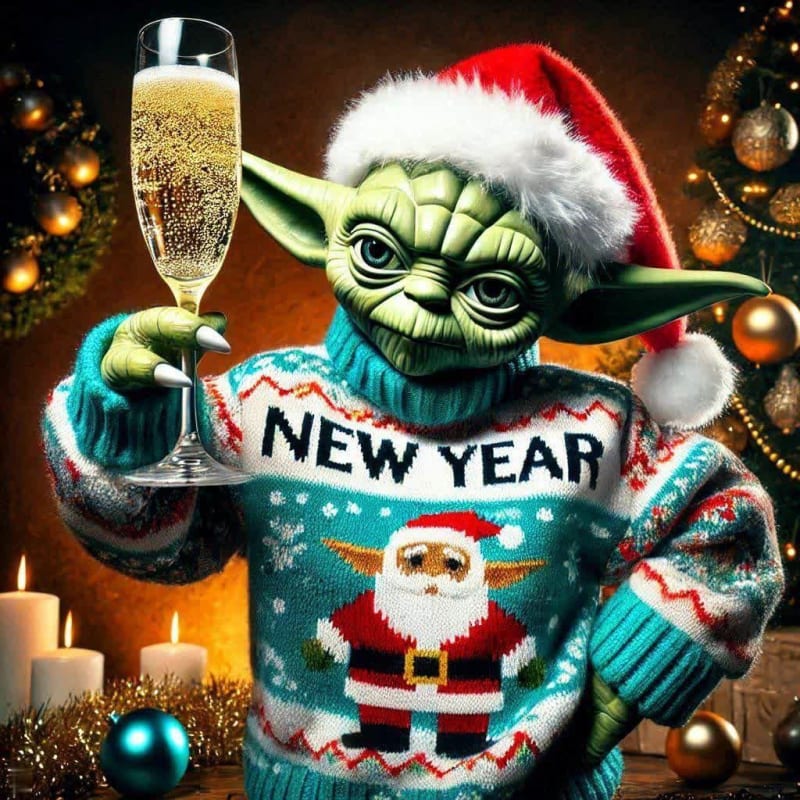Alien Yoda Christmas Sweater Portrait thumbnail 4