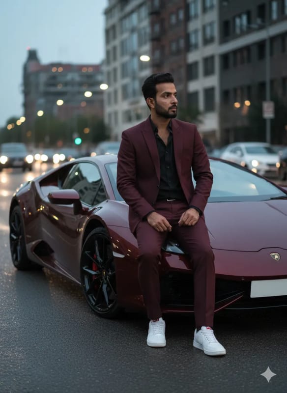 Luxury Lifestyle Portrait: Man on Lamborghini - view 1