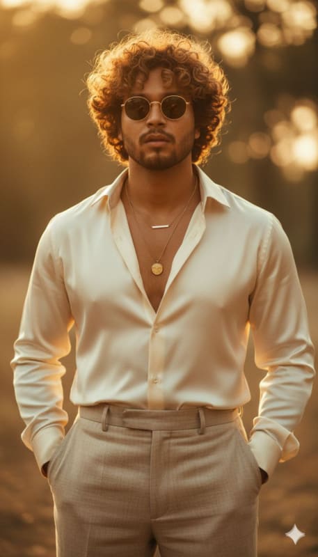Golden Hour Portrait: Stylish Man in Linen Suit - view 1