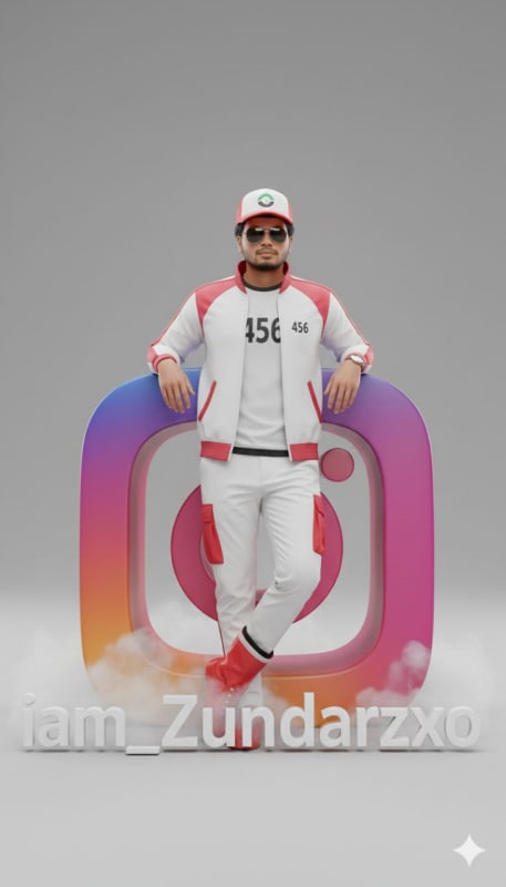 3D Instagram Character Statue & Logo - view 1