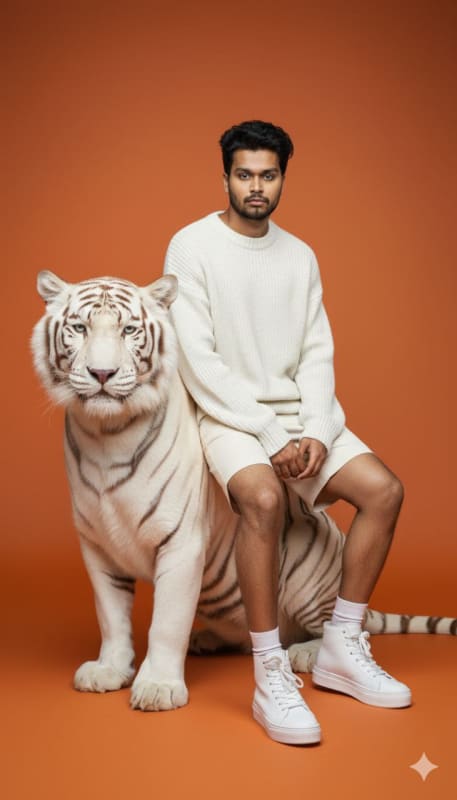 Surreal Fashion Editorial: Man on Giant Panther thumbnail 2