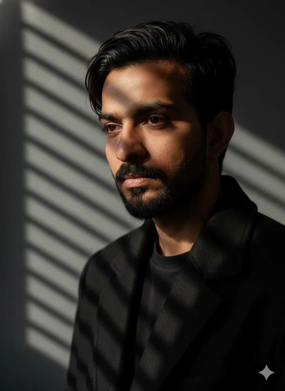 Dramatic Studio Portrait of Man in Shadow thumbnail 3