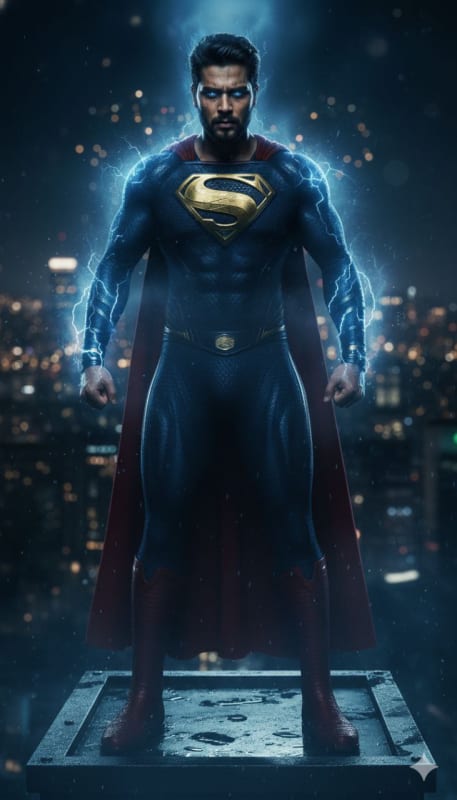 Battle-Worn Electric Superhero Portrait thumbnail 2