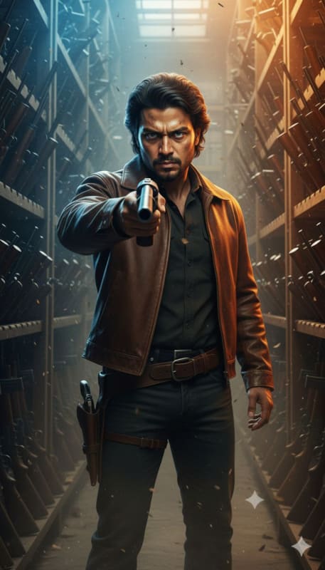 Cinematic 80s Cowboy Armory Portrait - view 1