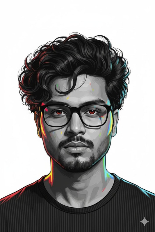 Vibrant Light Portrait: Grayscale Base with Neon Accents thumbnail 2