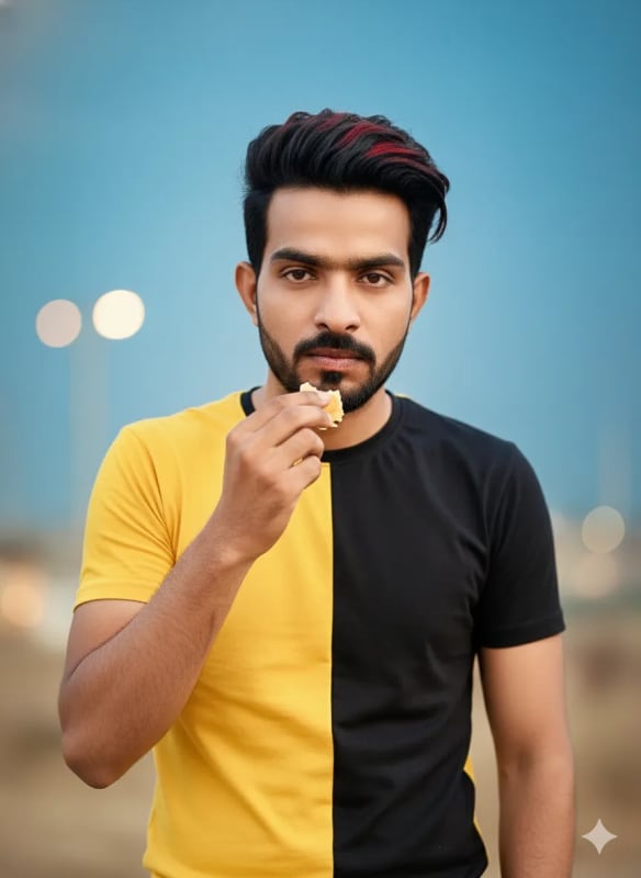 Ultra-Realistic Portrait of a Stylish Young Man Eating an Apple thumbnail 4