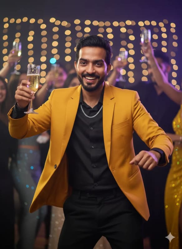Stylish Man Dancing at Party: Cinematic Portrait thumbnail 3