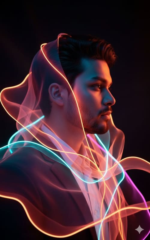 Neon Light Portrait: Ultra-Realistic Digital Art - view 1