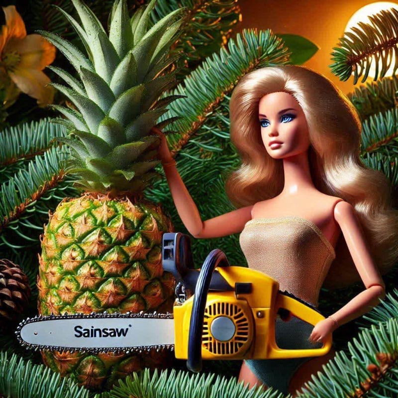 Barbie's Pineapple Cutting Adventure: A Photo-Realistic Scene thumbnail 3