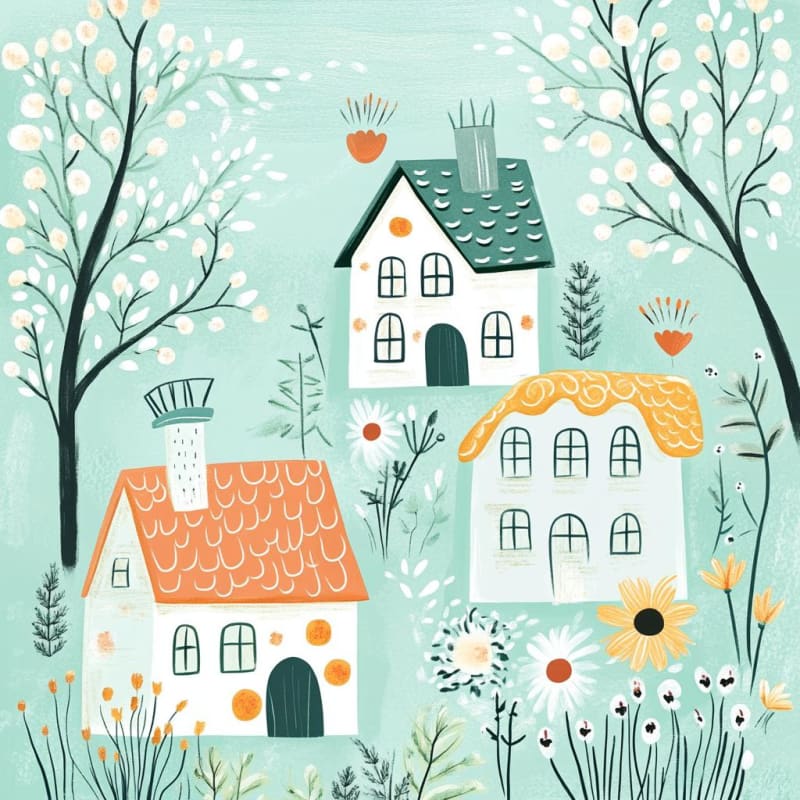 Whimsical 2D House Illustration: Charming & Playful Art - view 1