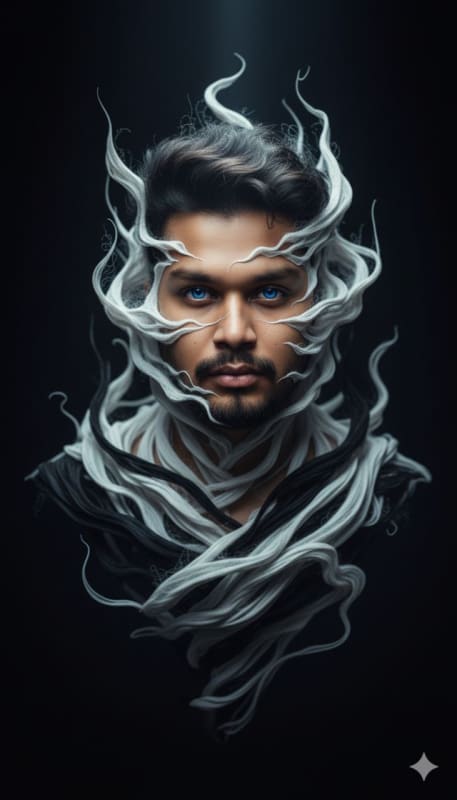 Ethereal Flowing Fabric Portrait - view 1