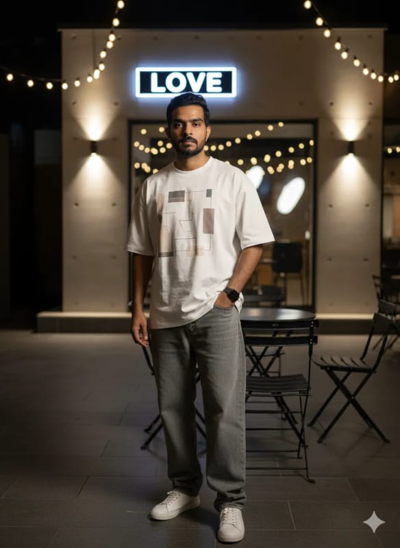 Night Cafe Portrait with Casual Pose thumbnail 2