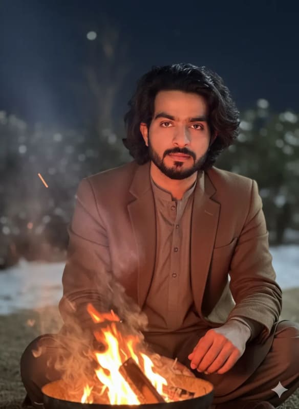 Dreamy Winter Night Portrait of a Pakistani Man - view 1