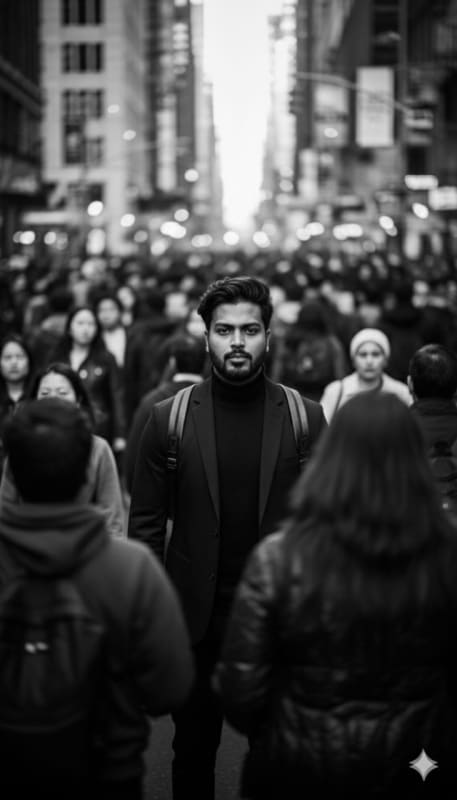 Calm in Chaos: Monochrome Street Portrait - view 1