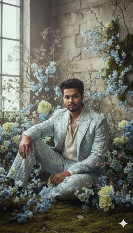 Floral Couture Male Fashion Editorial - view 1