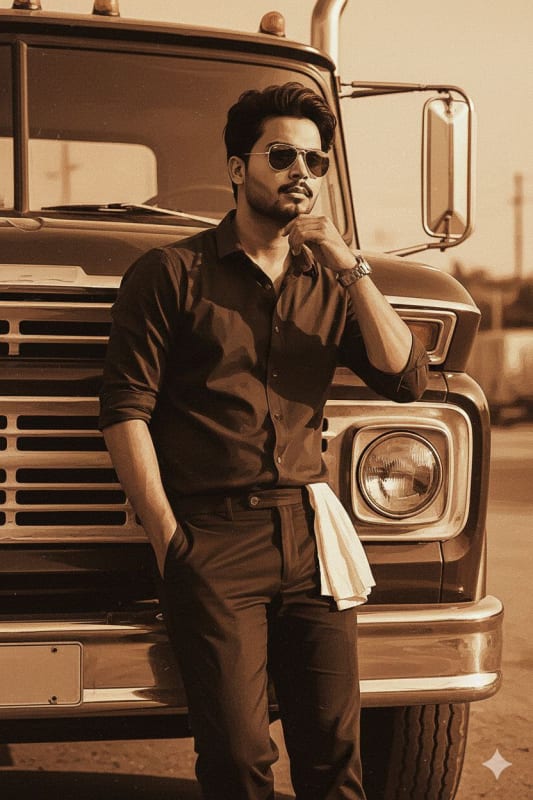 Vintage Truck Portrait with Sepia Tones - view 1