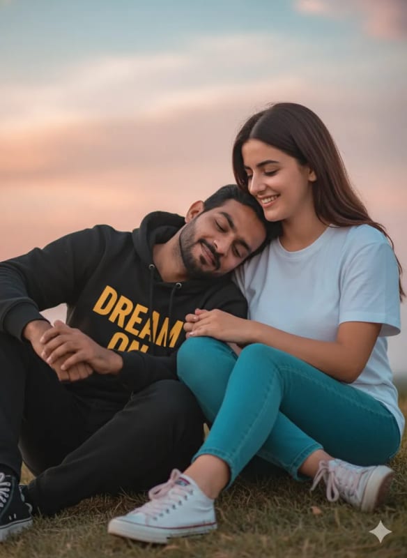 Romantic Couple Portrait Under Colorful Sky - view 1