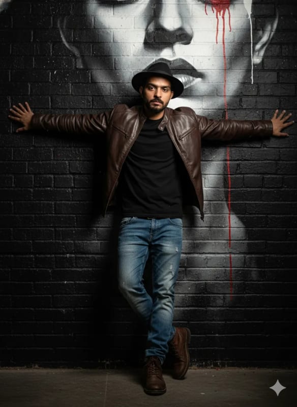 Stylish Urban Portrait with Artistic Mural thumbnail 2