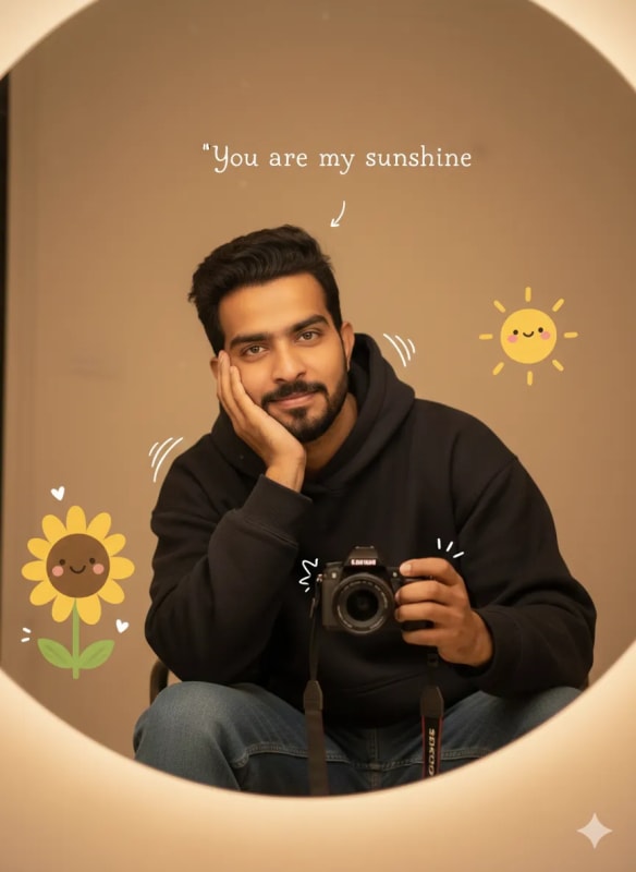 Cozy Aesthetic Mirror Selfie with Cartoon Doodles - view 1