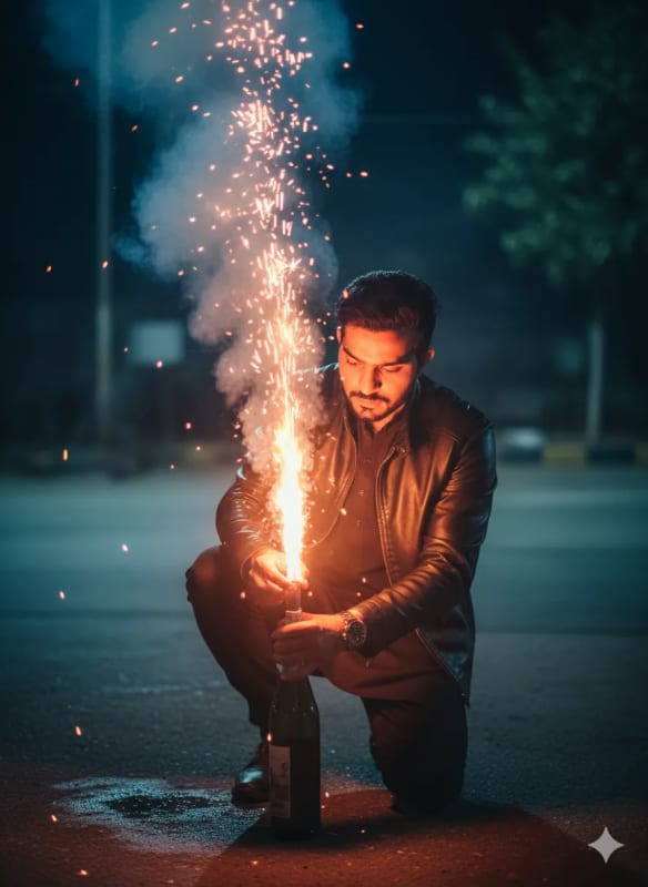 Dramatic Firework Photography: Cinematic Night Portrait - view 1