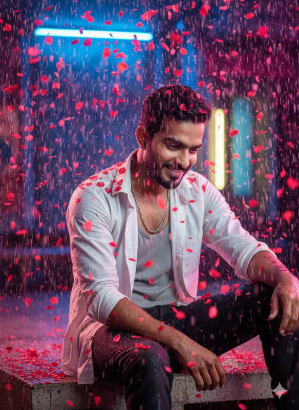 Confetti Rain Portrait: Cinematic 8K Young Man with Sunglasses thumbnail 2