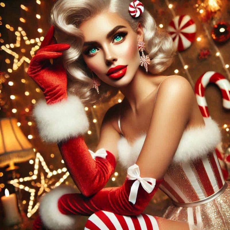 Pin-Up Santa Girl: Retro Christmas Glamour thumbnail 4