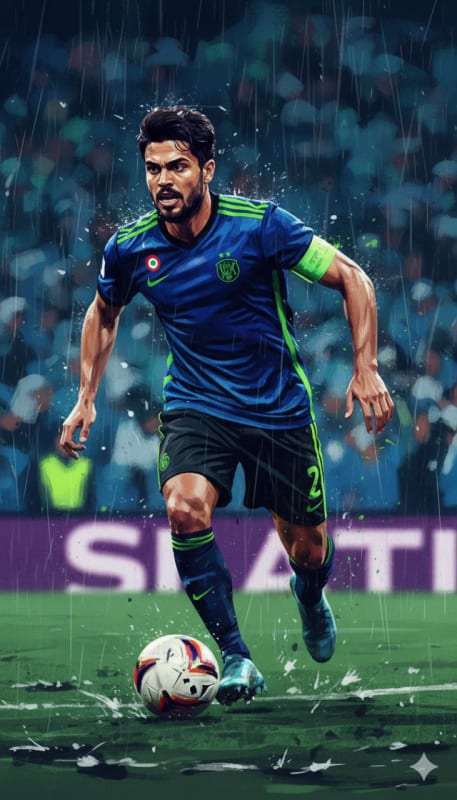 Dynamic Footballer Digital Painting thumbnail 3