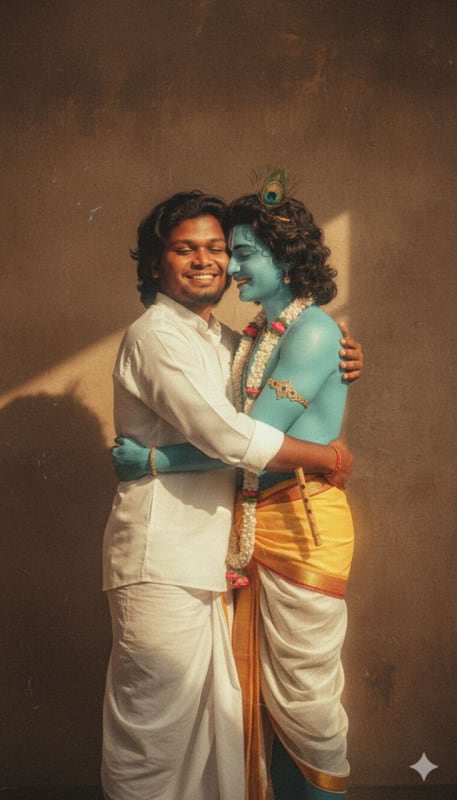 Divine Embrace with Lord Krishna - view 1