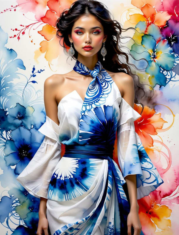 Futuristic Fashion Model in Cyberpunk City: AI Art Prompt thumbnail 3