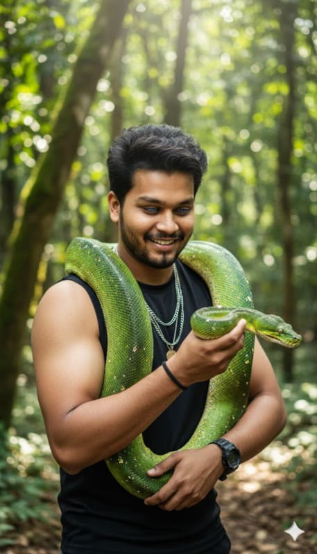Cinematic Man with Anaconda Portrait thumbnail 2