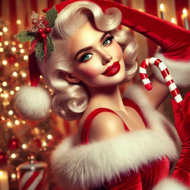 Pin-Up Santa Girl: Retro Christmas Glamour thumbnail 6
